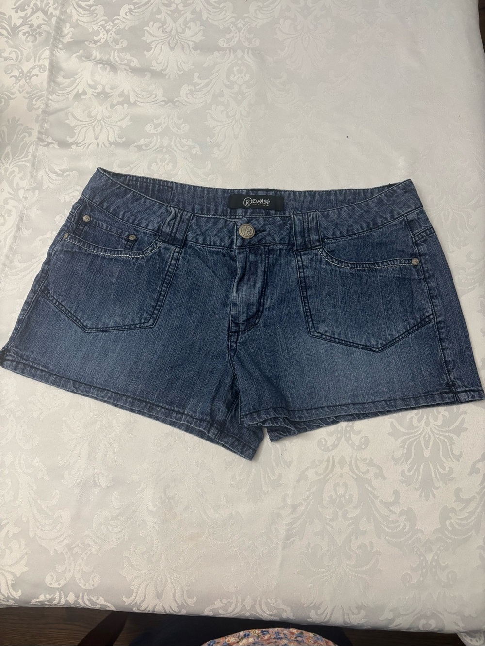 Rewash Y2K  Look Denim Shorts Low Rise Utility Pocket Blue Size 11